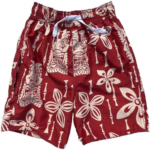 Wes & Willy Kids Toddler Swim Trunks Retro Tiki Print Size 3T Rust Cream - Picture 1 of 5